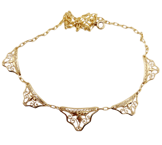 Collier Collier Art nouveau motifs filigranés en or jaune 18k, 40 cm 58 Facettes A06381