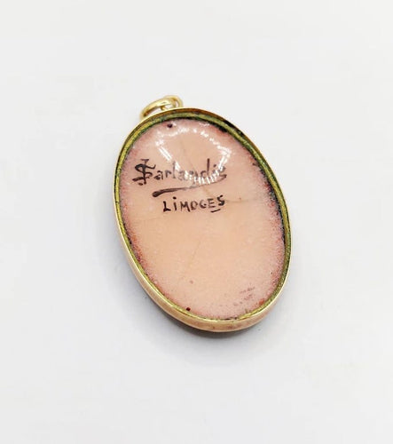 Pendentif Pendentif Art nouveau en or jaune 18k avec plaque émaillée fleurs 58 Facettes A06385