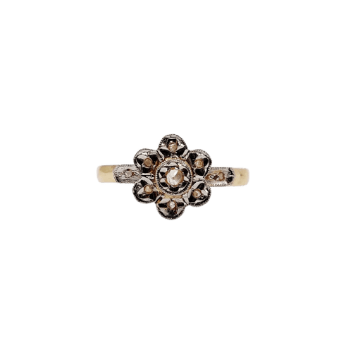 Bague 55 Bague marguerite antique en or 18k et diamants taille rose 58 Facettes A06395