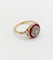 Bague 50 Bague cible Art déco en or jaune 18k, diamants taille rose et rubis calibrés 58 Facettes A06428