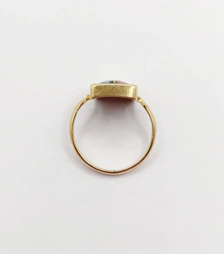 Bague 48.5 Bague Art nouveau Limoges en or 18k avec plaque émaillée 58 Facettes A06430