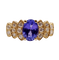 Bague 52 Bague jonc vintage en or 18k avec tanzanite et diamants 58 Facettes B01020