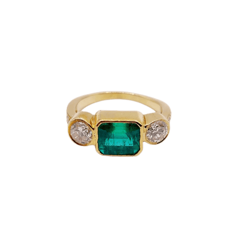 Bague 49 Bague jarretière vintage en or 18k avec émeraude et diamants 58 Facettes A06440