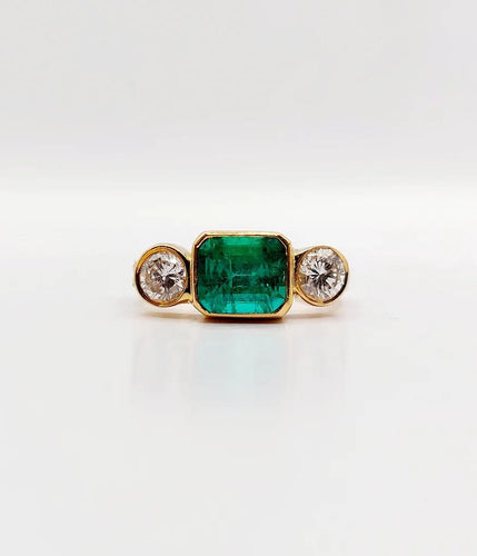 Bague 49 Bague jarretière vintage en or 18k avec émeraude et diamants 58 Facettes A06440