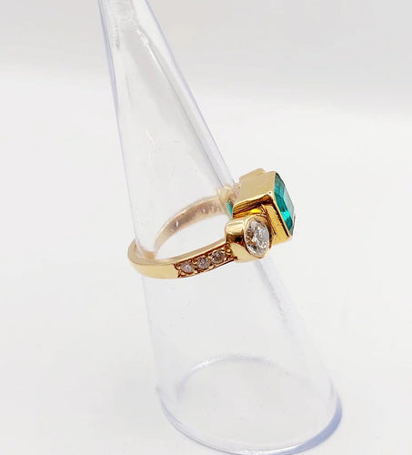 Bague 49 Bague jarretière vintage en or 18k avec émeraude et diamants 58 Facettes A06440