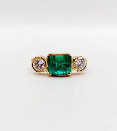 Bague 49 Bague jarretière vintage en or 18k avec émeraude et diamants 58 Facettes A06440