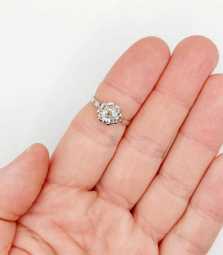 Bague 52.5 Bague solitaire Art déco en platine et diamant taille ancienne 0,80 carat 58 Facettes A06282