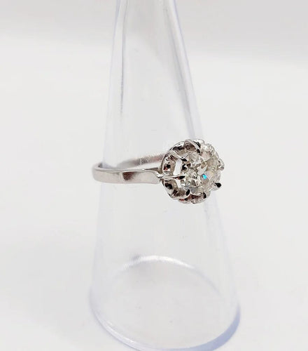 Bague 52.5 Bague solitaire Art déco en platine et diamant taille ancienne 0,80 carat 58 Facettes A06282