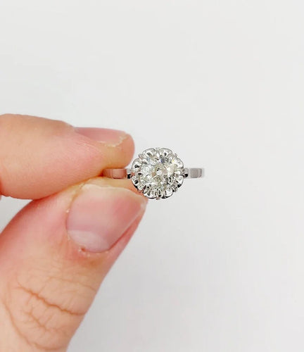 Bague 52.5 Bague solitaire Art déco en platine et diamant taille ancienne 0,80 carat 58 Facettes A06282