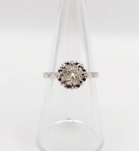Bague 52.5 Bague solitaire Art déco en platine et diamant taille ancienne 0,80 carat 58 Facettes A06282