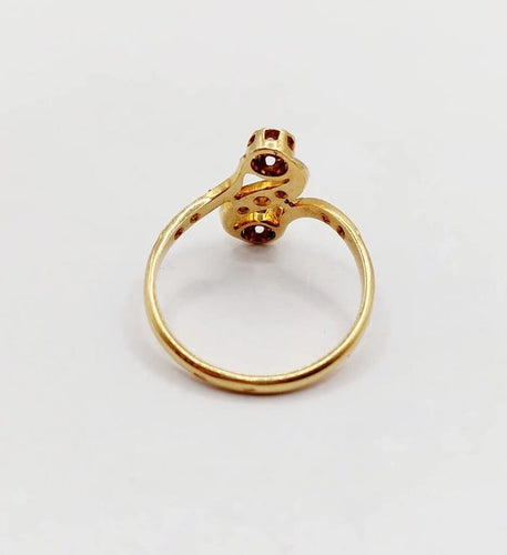 Bague 53 Bague toi et moi antique en or 18k et diamants taille rose 58 Facettes A06396