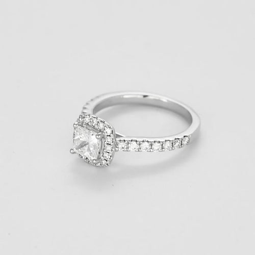 Bague 47 Solitaire taille princesse - Bague en or blanc 750 et diamants 58 Facettes LP1385/