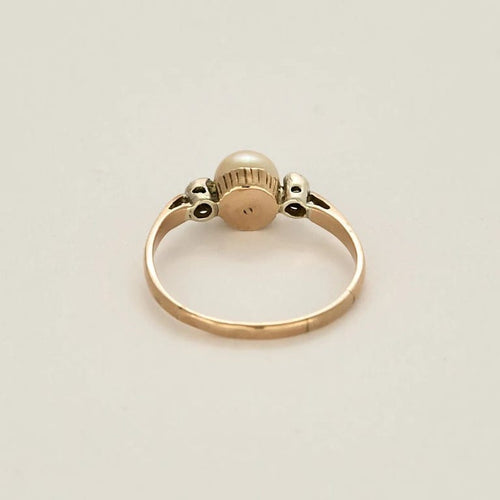 Bague 57 Bague Art nouveau en or rose 585 et argent, perle et diamants 58 Facettes LP1407/
