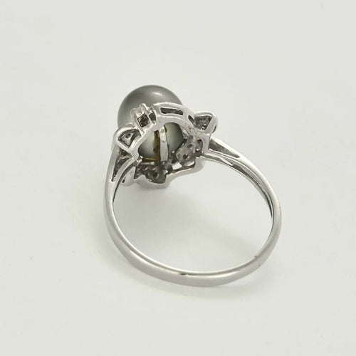 Bague 64 Bague des Îles - Bague en or blanc avec perle de Tahiti et diamants 58 Facettes LP1397/