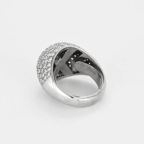 Bague 52 Le Mont des Diamants - Bague bombée en or blanc et diamants 58 Facettes LP1374/