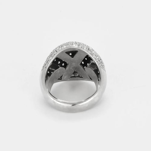 Bague 52 Le Mont des Diamants - Bague bombée en or blanc et diamants 58 Facettes LP1374/