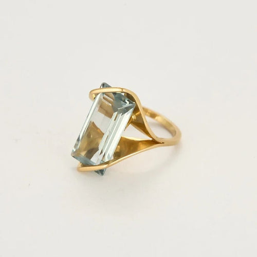 Bague 52 La Topaze - Bague moderniste en or jaune avec topaze 58 Facettes LP1475/