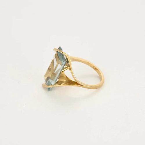 Bague 52 La Topaze - Bague moderniste en or jaune avec topaze 58 Facettes LP1475/