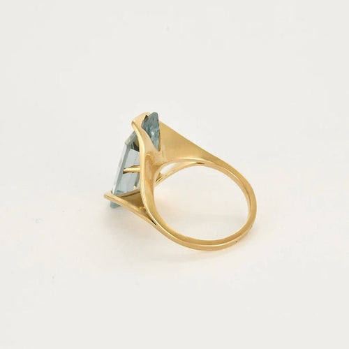 Bague 52 La Topaze - Bague moderniste en or jaune avec topaze 58 Facettes LP1475/