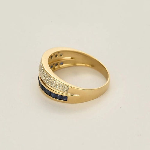 Bague 60 Bague en or jaune 750, saphirs et diamants 58 Facettes LP1337/13