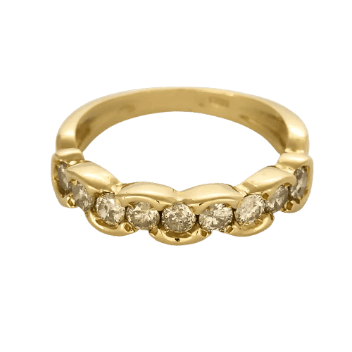 Bague 54 Alliance 9 diamants en or jaune 750 58 Facettes LP1439/