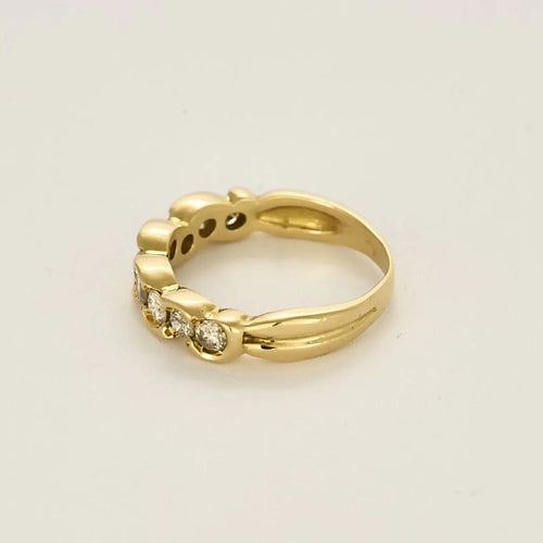 Bague 54 Alliance 9 diamants en or jaune 750 58 Facettes LP1439/