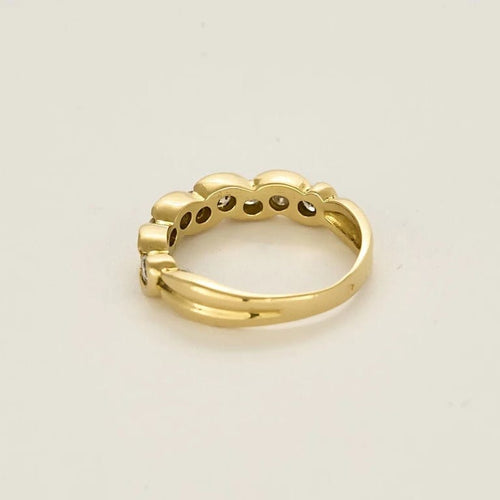 Bague 54 Alliance 9 diamants en or jaune 750 58 Facettes LP1439/