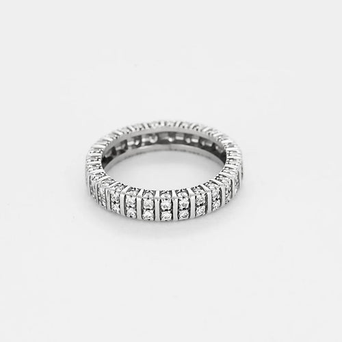 Bague 56 Alliance roue de diamants en or blanc 750 58 Facettes LP1380/