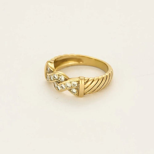 Bague 54 Bague tressée en or jaune sertie de diamants 58 Facettes LP1455/