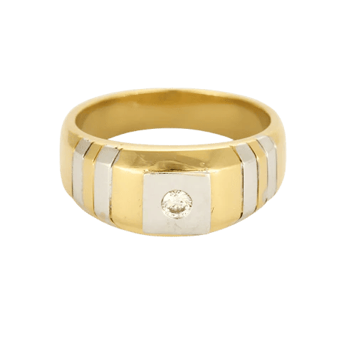 Bague 65 Chevalière en or jaune et blanc 750/1000 avec diamant 58 Facettes LP1377/