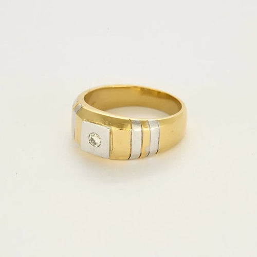 Bague 65 Chevalière en or jaune et blanc 750/1000 avec diamant 58 Facettes LP1377/
