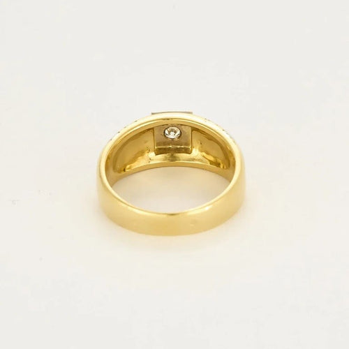Bague 65 Chevalière en or jaune et blanc 750/1000 avec diamant 58 Facettes LP1377/