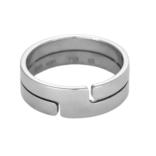 Bague 60 Dinh Van Seventies - Bague ajourée en or blanc 18 carats 58 Facettes LP1343/4