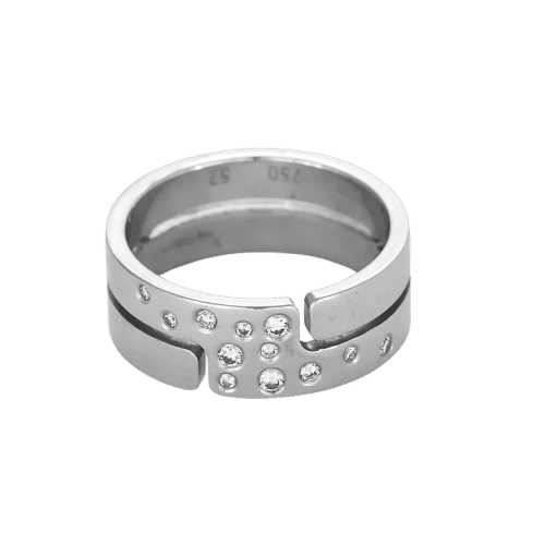 Bague 52 Dinh Van Seventies - Bague ajourée en or blanc et diamants 58 Facettes LP1342/11