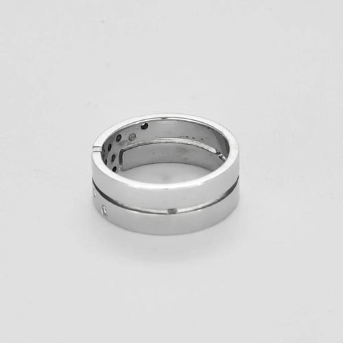 Bague 52 Dinh Van Seventies - Bague ajourée en or blanc et diamants 58 Facettes LP1342/11