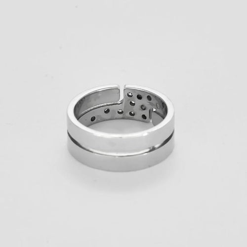 Bague 52 Dinh Van Seventies - Bague ajourée en or blanc et diamants 58 Facettes LP1342/11