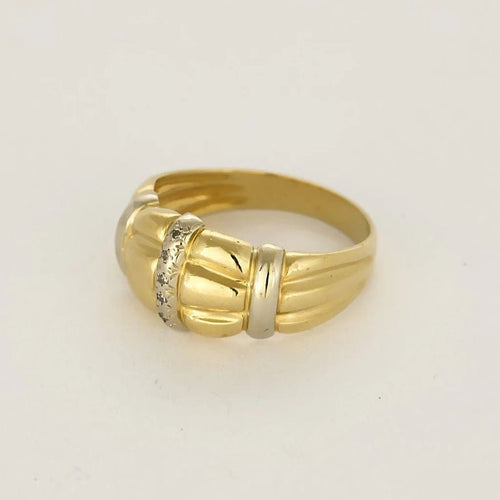 Bague 55 Bague jonc bombée en or jaune et or blanc 18 carats avec diamants 58 Facettes LP1464/