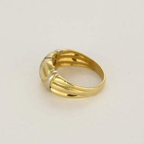 Bague 55 Bague jonc bombée en or jaune et or blanc 18 carats avec diamants 58 Facettes LP1464/