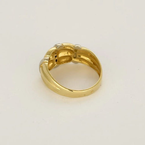 Bague 55 Bague jonc bombée en or jaune et or blanc 18 carats avec diamants 58 Facettes LP1464/