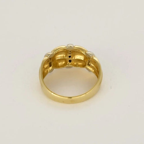 Bague 55 Bague jonc bombée en or jaune et or blanc 18 carats avec diamants 58 Facettes LP1464/