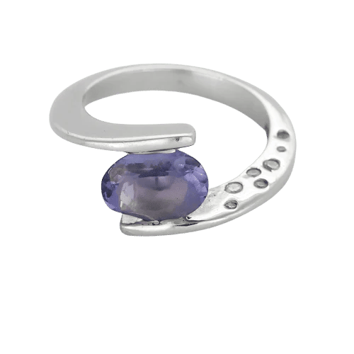 Bague 52 PERMALE - Bague en or blanc 18 carats avec tanzanite et diamants 58 Facettes LP1494/