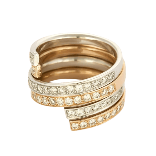 Bague 53 La Spirale - Ensemble de deux bagues en or bicolore 18K et diamants 58 Facettes LP1488/