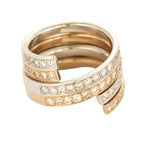 Bague 53 La Spirale - Ensemble de deux bagues en or bicolore 18K et diamants 58 Facettes LP1488/