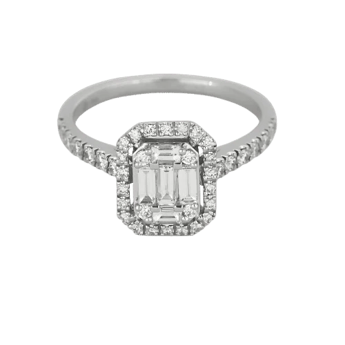 Bague 52 Bague solitaire illusion en or blanc 750 et diamants 58 Facettes LP1386/