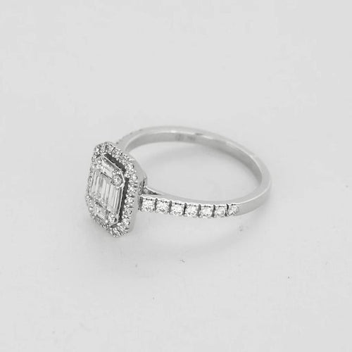 Bague 52 Bague solitaire illusion en or blanc 750 et diamants 58 Facettes LP1386/