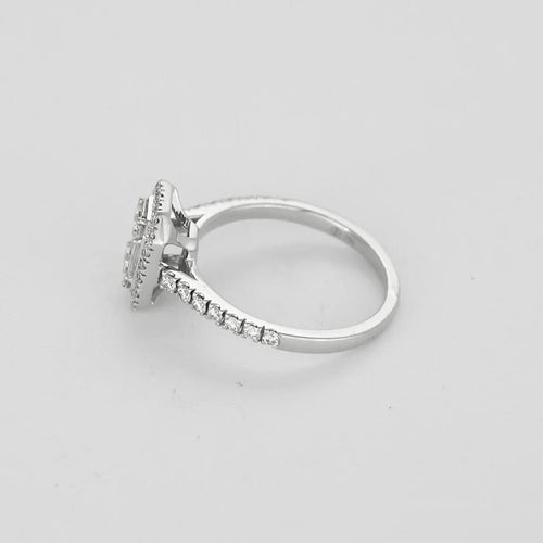 Bague 52 Bague solitaire illusion en or blanc 750 et diamants 58 Facettes LP1386/