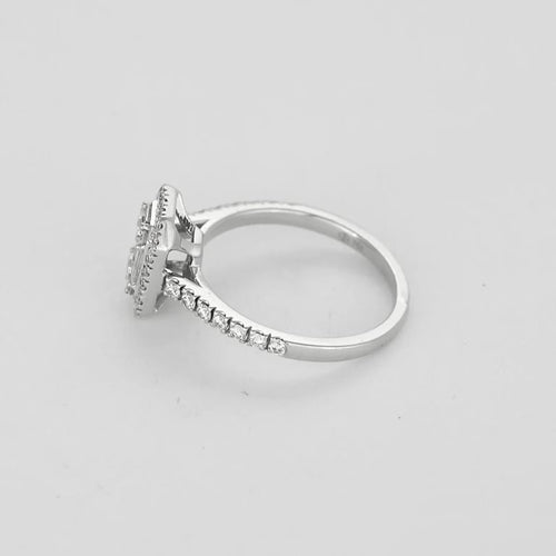 Bague 52 Bague solitaire illusion en or blanc 750 et diamants 58 Facettes LP1386/