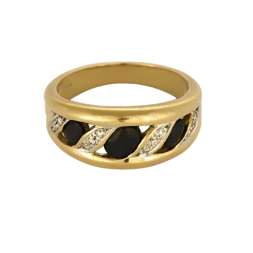 Bague 54 Prestige - Bague en or jaune et or blanc, saphirs et diamants 58 Facettes LP1432/
