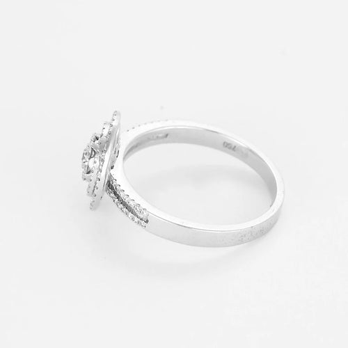 Bague 54 Bague solitaire illusion halo en or blanc 18 carats et diamants 58 Facettes LP1387/