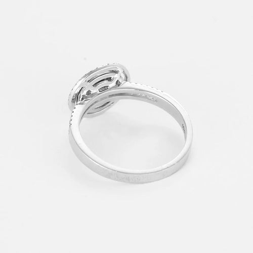 Bague 54 Bague solitaire illusion halo en or blanc 18 carats et diamants 58 Facettes LP1387/